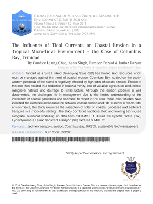 The Influence of Tidal Currents on Coastal Erosion in a Tropical Micro-Tidal Environment a The Case of Columbus Bay, Trinidad