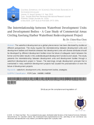 The Interrelationship between Waterfront Development Units and Development Bodies - A case study of Commercial Areas Circling Keelung Harbor Waterfront Redevelopment Project