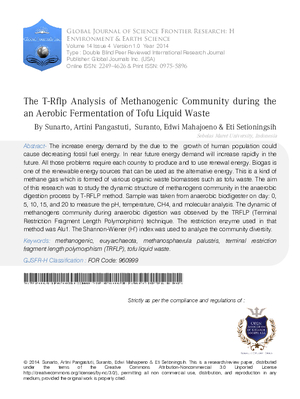 The T-RFLP Analysis of Methanogenic Community during the an Aerobic Fermentation of Tofu Liquid Waste