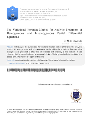 The Variational Iteration Method for Analytic Treatment of Homogeneous and Inhomogeneous Partial Differential Equations