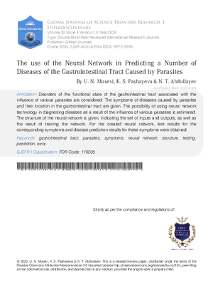 The use of the Neural Network in Predicting a Number of Diseases of the Gastrointestinal Tract caused by Parasites