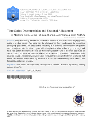 Time Series Decomposition and Seasonal Adjustment