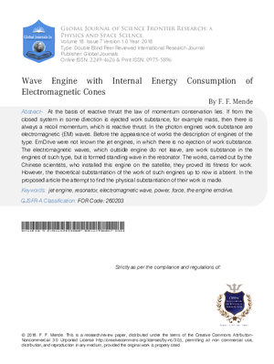 Wave Engine with Internal Energy Consumption of Electromagnetic Cones