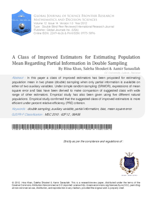 A Class of Improved Estimators for Estimating Population Mean Regarding Partial Information in Double Sampling