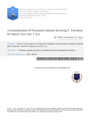 A GENERALIZATION OF FRACTIONAL CALCULUS INVOLVING -FUNCTIONS ON SPACES Fp,i AND