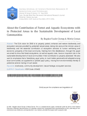 About the Contribution of Forest and Aquatic Ecosystems within Protected Areas to the Sustainable Development of Local Communities