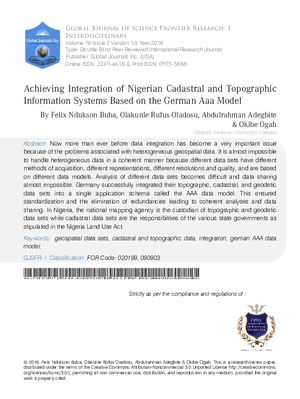 Achieving Integration of Nigerian Cadastral and Topographic Information Systems Based on the German AAA Model