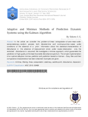 Adaptive and Minimax Methods of Prediction Dynamic Systems using the Kalman Algorithm