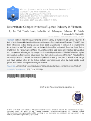 Determinant Competitiveness of Lychee Industry in Vietnam
