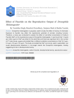 Effect of Fluoride on the Reproductive Output of Drosophila melanogaster