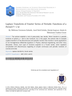 Laplace Transform of Fourier Series Functions of a Period P = 