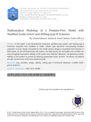 Mathematical Modeling of a Predator-Prey Model with Modified Leslie-Gower and Holling-Type II Schemes