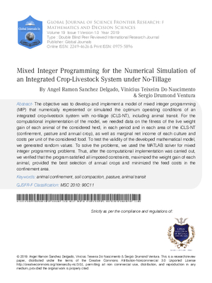Mixed Integer Programming for the Numerical Simulation of an Integrated Crop-Livestock System under No-Tillage