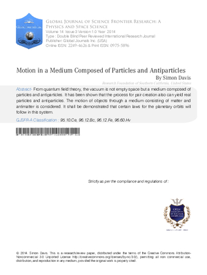 Motion in a Medium Composed of Particles and Antiparticles