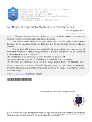 Neotheory of Continuous Mediums Thermomechanics