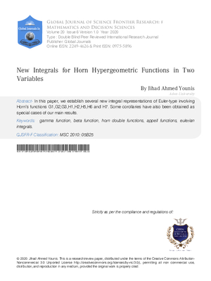 New Integrals for Horn Hypergeometric Functions in Two Variables