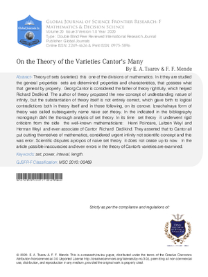 On the Theory of the Varieties Cantors Many