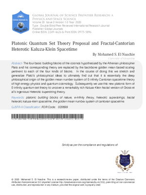 Platonic Quantum Set Theory Proposal and Fractal-Cantorian Heterotic Kaluza-  Klein Spacetime