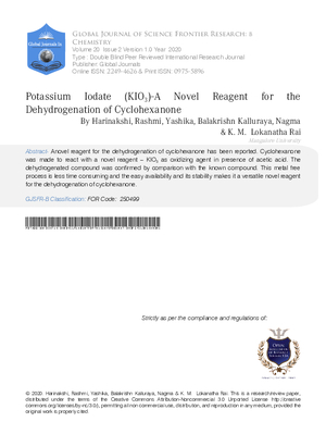 Potassium Iodate (KIO 3 ) - A Novel Reagent for the Dehydrogenation of Cyclohexanone