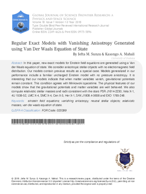 Regular Exact Models with Vanishing Anisotropy Generated using Van Der