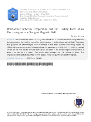 Relationship between Temperature And Holding Force of an Electromagnet in a Changing Magnetic Field