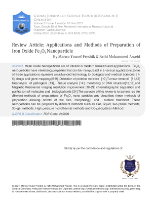 Review Article: Applications and Methods of Preparation of Iron Oxide Fe3O4 Nanoparticle