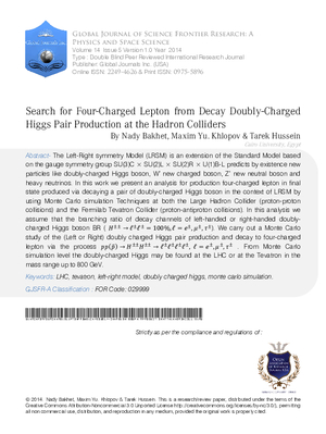 Search for Four-Charged Lepton from Decay Doubly-Charged Higgs Pair Production at the Hadron Colliders