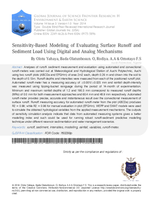 Sensitivity-Based Modeling of Evaluating Surface Runoff and Sediment Load using Digital and Analog Mechanisms
