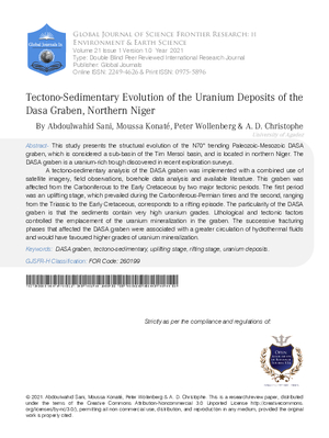 Tectono-Sedimentary Evolution of the Uranium Deposits of the DASA Graben, Northern Niger