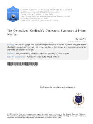The Generalized Goldbachs Conjecture : Symmetry of Prime Number