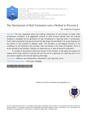The Mechanism of Hail Formation and a Method to Prevent it