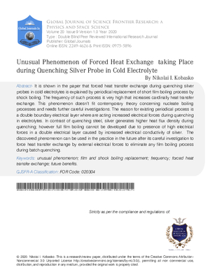 Unusual Phenomenon of Forced Heat Exchange Taking Place during Quenching Silver Probe in Cold Electrolyte