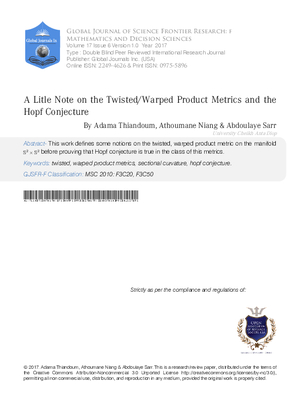 A Litle Note on the Twisted/warped Product Metrics and the Hopf Conjecture