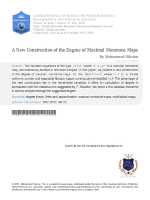 A New Construction of the Degree of Maximal Nonotone Maps