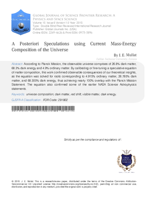 A Posteriori Speculations using Current Mass-Energy Composition of the Universe