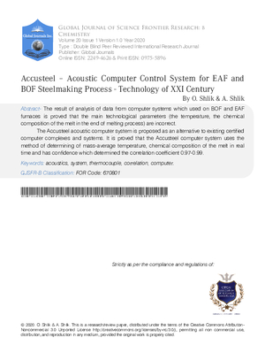 Accusteel – Acoustic Computer Control System for EAF and BOF Steelmaking Process - Technology of XXI Century