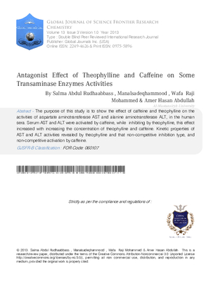 Antagonist Effect of Theophylline and Caffeine on Some Transaminase Enzymes Activities