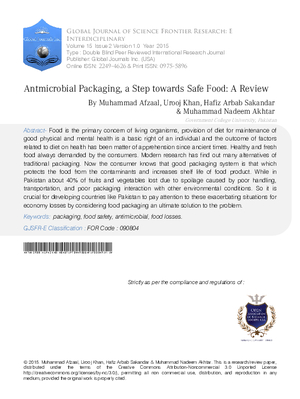 Antmicrobial Packaging, a Step towards Safe Food: A Review