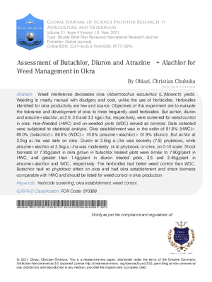 Assessment of Butachlor, Diuron and Atrazine + Alachlor for Weed Management in Okra