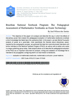 Brazilian National Textbook Program: The Pedagogical Assessment of Mathematics Textbooks as Exam  Technology
