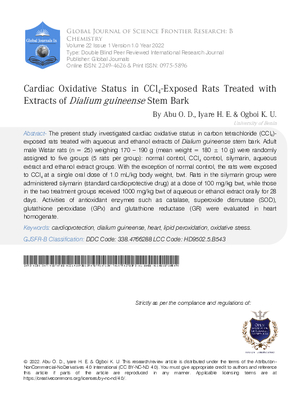 Cardiac Oxidative Status in CCl 4 -Exposed Rats Treated with Extracts of Dialium guineense Stem Bark