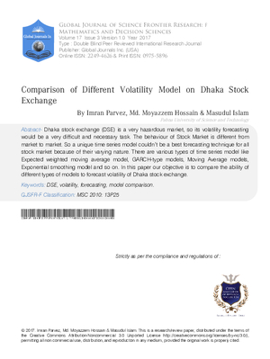 Comparison of Different Volatility Model on Dhaka Stock Exchange