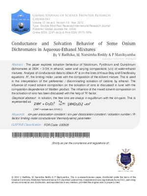 Conductance and Solvation Behavior of Some Onium Dichromates in Aqueous-Ethanol Mixtures