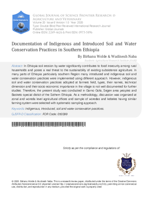 Documentation of Indigenous and Introduced Soil and Water Conservation Practices in Southern Ethiopia