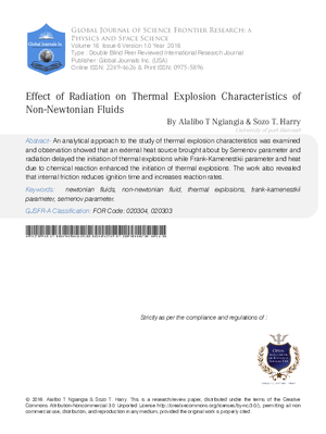Effect of Radiation on Thermal Explosion Characteristics of Non-Newtonian Fluids