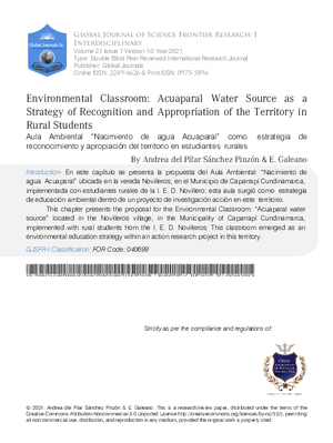 Environmental Classroom: Acuaparal Water Source as a Strategy of Recognition and Appropriation of the Territory in Rural Students