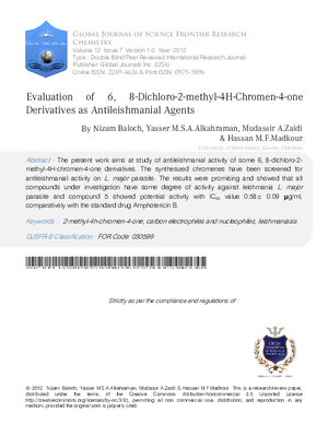 Evaluation of 6, 8-Dichloro-2-Methyl-4H-Chromen-4-One Derivatives as Antileishmanial Agents