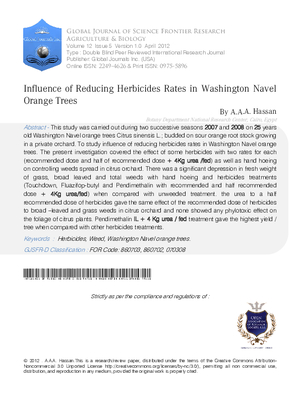 Influence of Reducing Herbicides Rates in Washington Navel Orange Trees