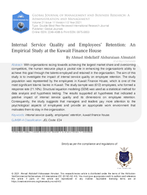 Internal Service Quality and Employees’ Retention: An Empirical Study at  the Kuwait Finance House
