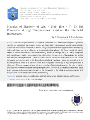 Modulus of Elasticity of LaB6 a MeB2 (Me a Ti, Zr, Hf) Composite at High Temperatures based on the Interfacial Interactions